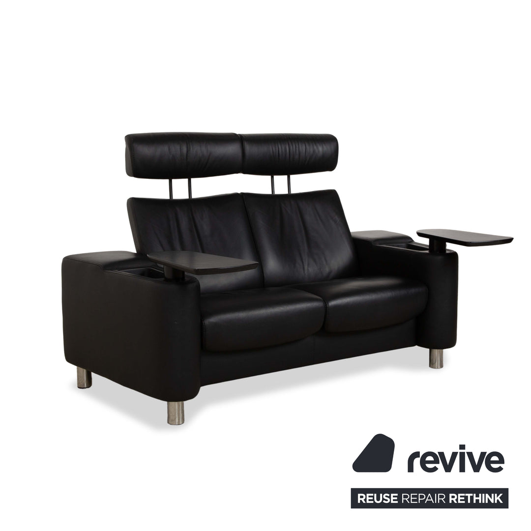 Stressless Arion Leder Zweisitzer Sofa Couch Hocker Schwarz Anthrazit manuelle Funktion