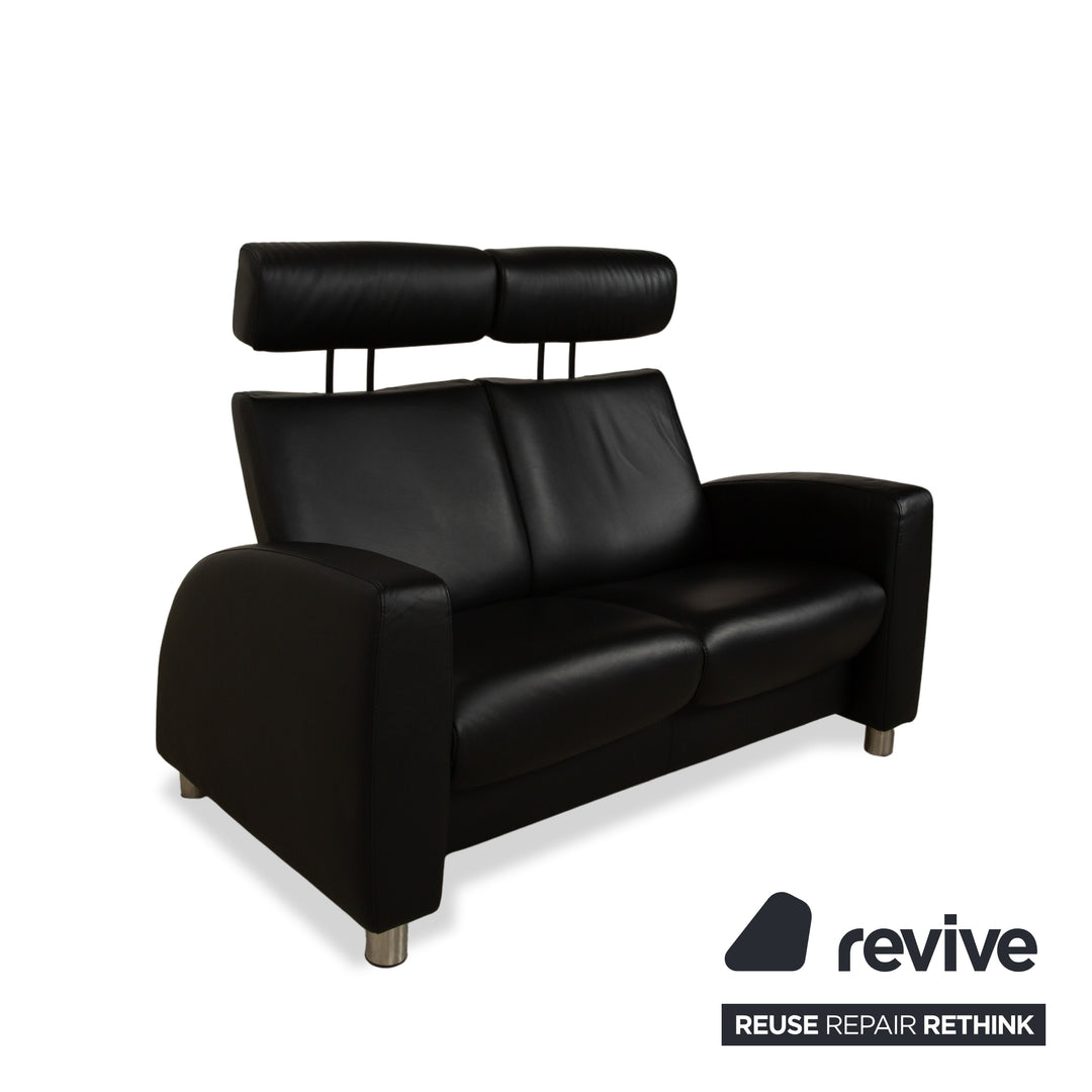 Stressless Arion Set Leder Zweisitzer und Sessel Schwarz manuelle Funktion Sofa Couch