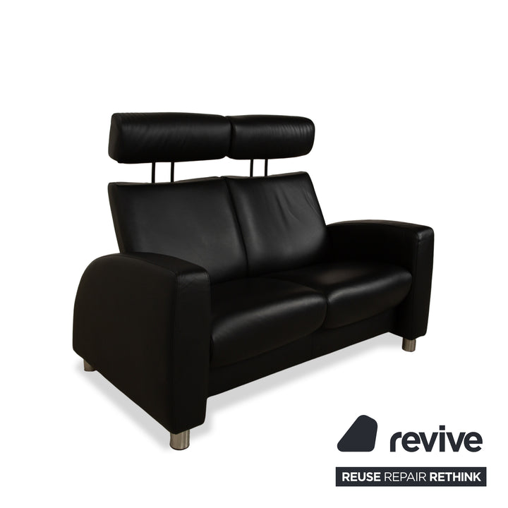 Stressless Arion Set Leder Zweisitzer und Sessel Schwarz manuelle Funktion Sofa Couch