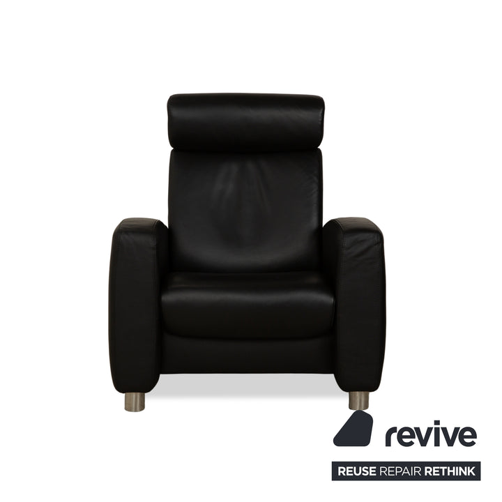 Stressless Arion Set Leder Zweisitzer und Sessel Schwarz manuelle Funktion Sofa Couch
