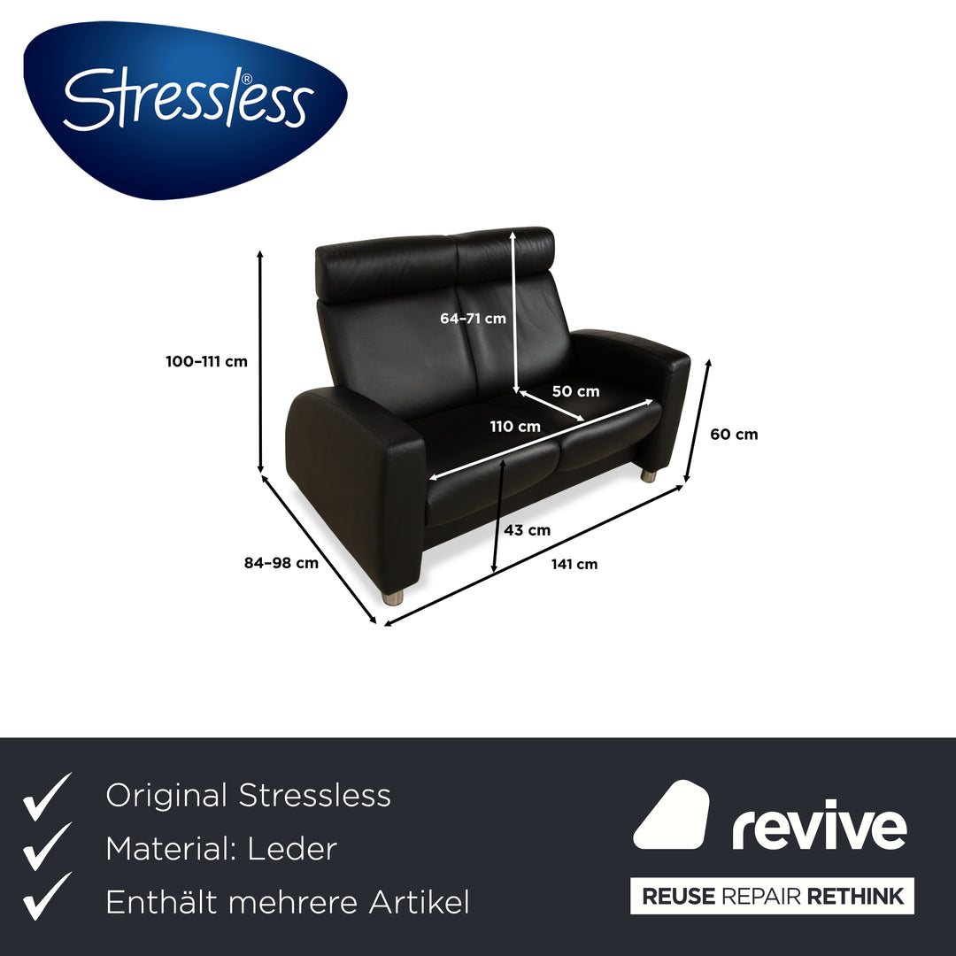 Stressless Arion Set Leder Zweisitzer und Sessel Schwarz manuelle Funktion Sofa Couch