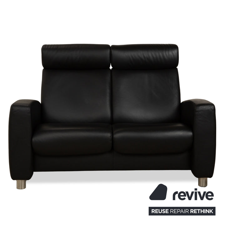 Stressless Arion Set Leder Zweisitzer und Sessel Schwarz manuelle Funktion Sofa Couch