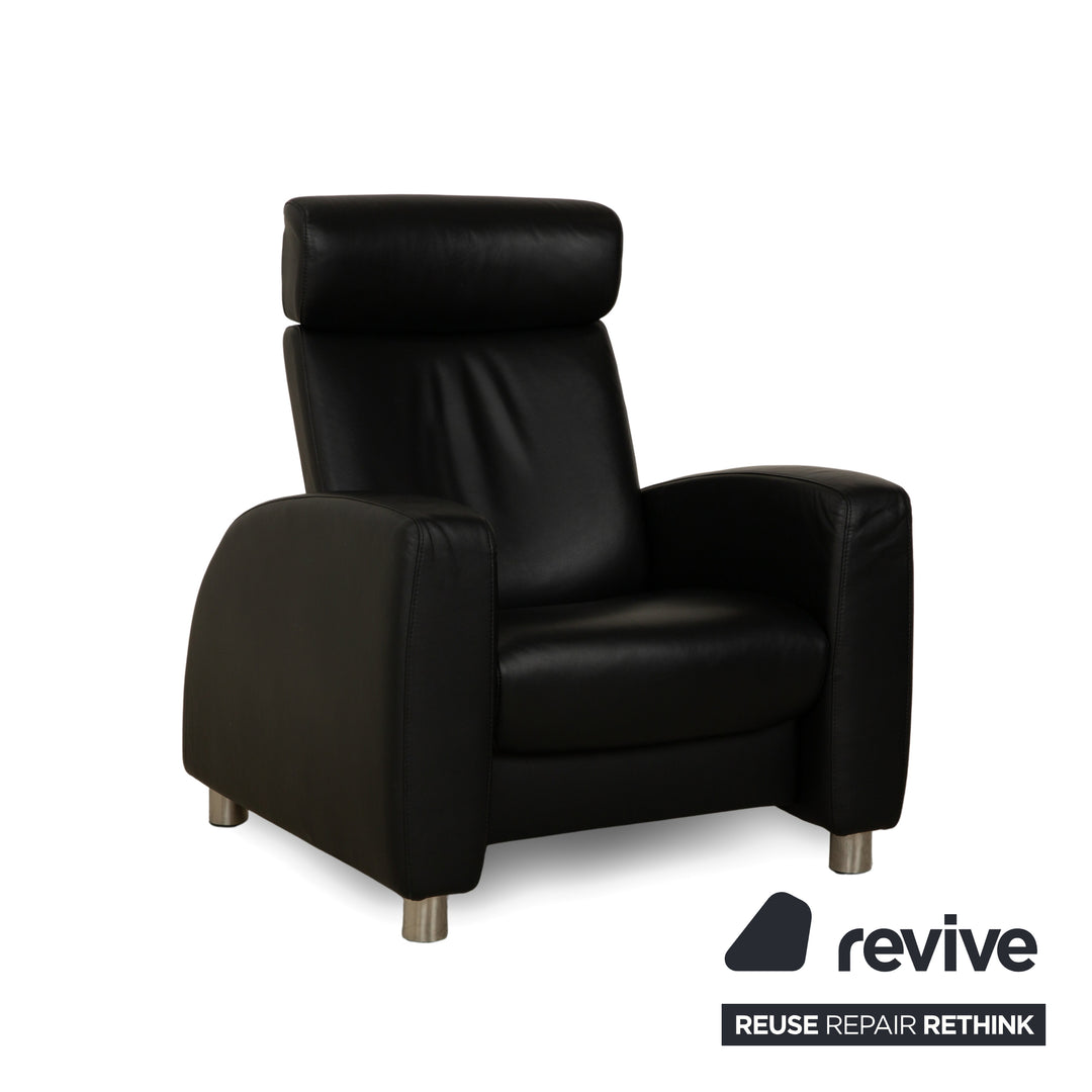 Stressless Arion Set Leder Zweisitzer und Sessel Schwarz manuelle Funktion Sofa Couch