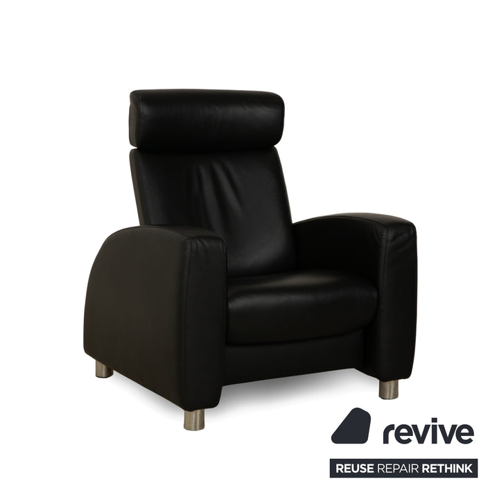 Stressless Arion Set Leder Zweisitzer und Sessel Schwarz manuelle Funktion Sofa Couch