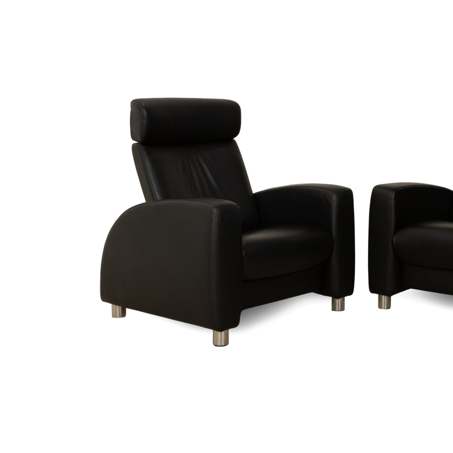 Stressless Arion Set Leder Zweisitzer und Sessel Schwarz manuelle Funktion Sofa Couch