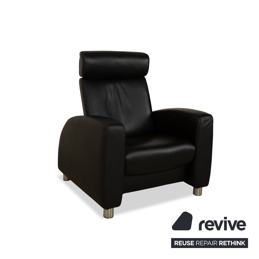Ensemble Stressless Arion en cuir deux places et fauteuil noir à fonction manuelle