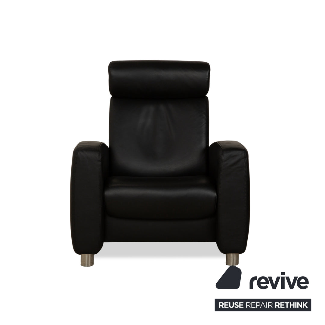 Stressless Arion Set Leder Zweisitzer und Sessel Schwarz manuelle Funktion Sofa Couch