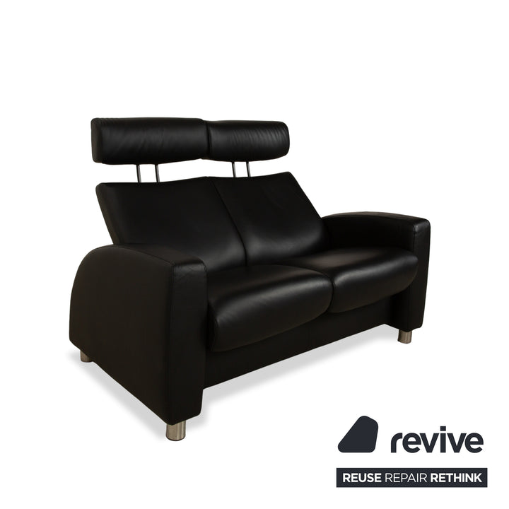Ensemble Stressless Arion en cuir deux places et fauteuil noir à fonction manuelle