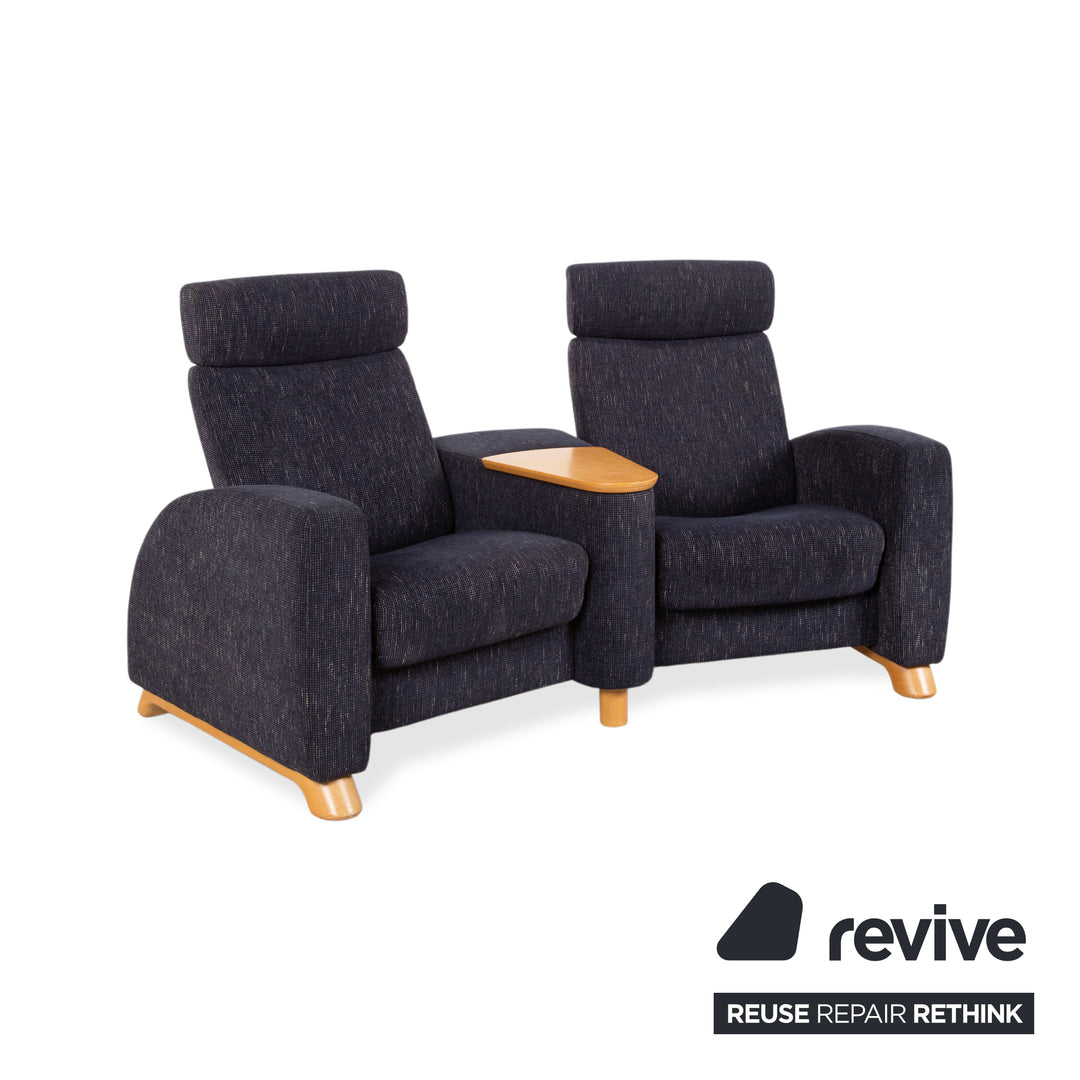 Stressless Arion Stoff Sofa Dunkelblau Zweisitzer Funktion Heimkinosofa manuelle Funktion