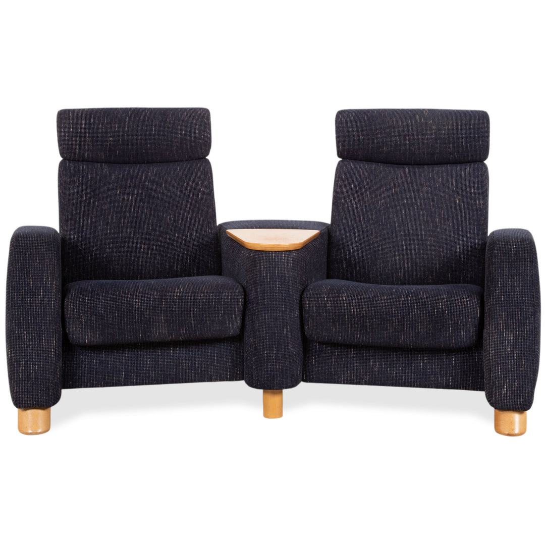 Stressless Arion Stoff Sofa Dunkelblau Zweisitzer Funktion Heimkinosofa manuelle Funktion