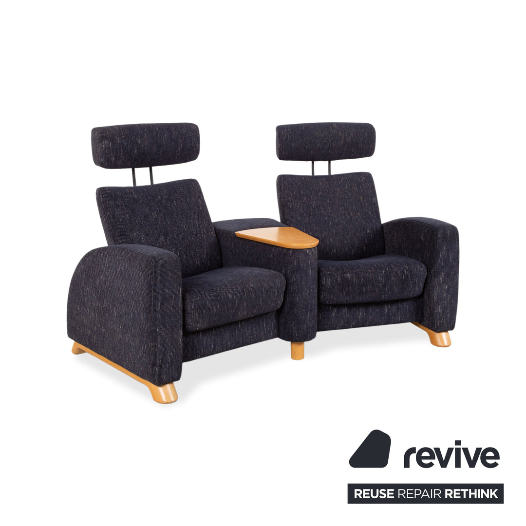 Stressless Arion Stoff Sofa Dunkelblau Zweisitzer Funktion Heimkinosofa manuelle Funktion