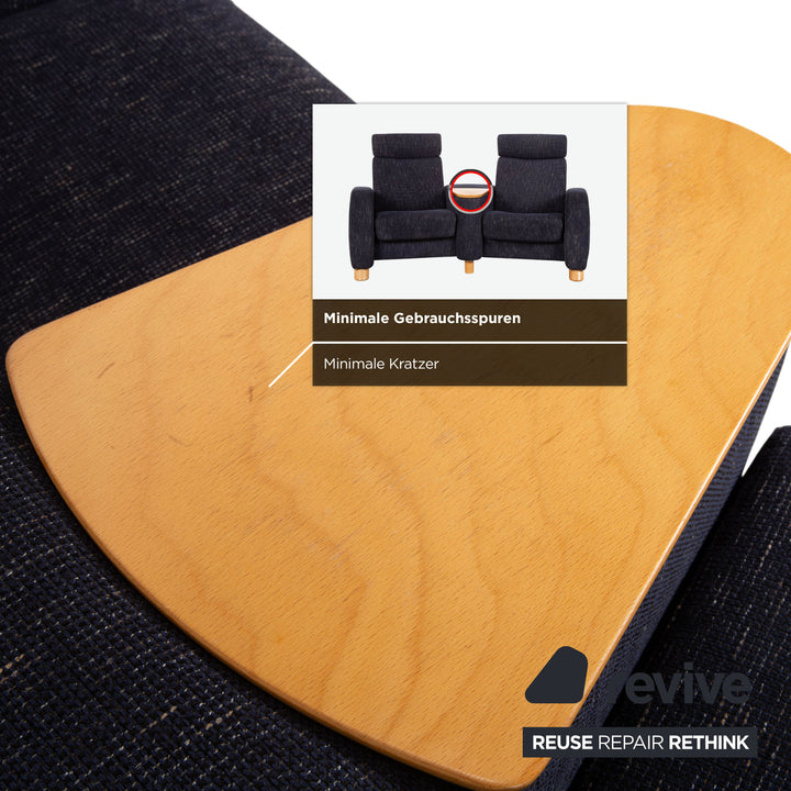 Stressless Arion Stoff Sofa Dunkelblau Zweisitzer Funktion Heimkinosofa manuelle Funktion