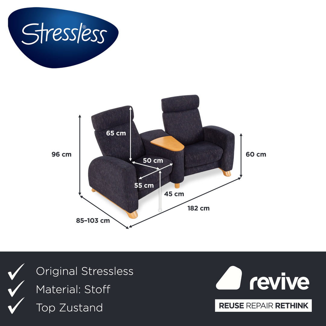 Stressless Arion Stoff Sofa Dunkelblau Zweisitzer Funktion Heimkinosofa manuelle Funktion