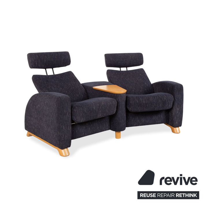 Stressless Arion Stoff Sofa Dunkelblau Zweisitzer Funktion Heimkinosofa manuelle Funktion
