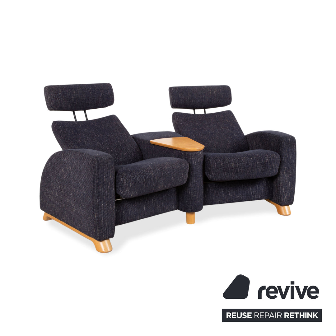 Stressless Arion Fabric Sofa Dark Blue Two-Seater Manual Recliner Home Cinema Sofa