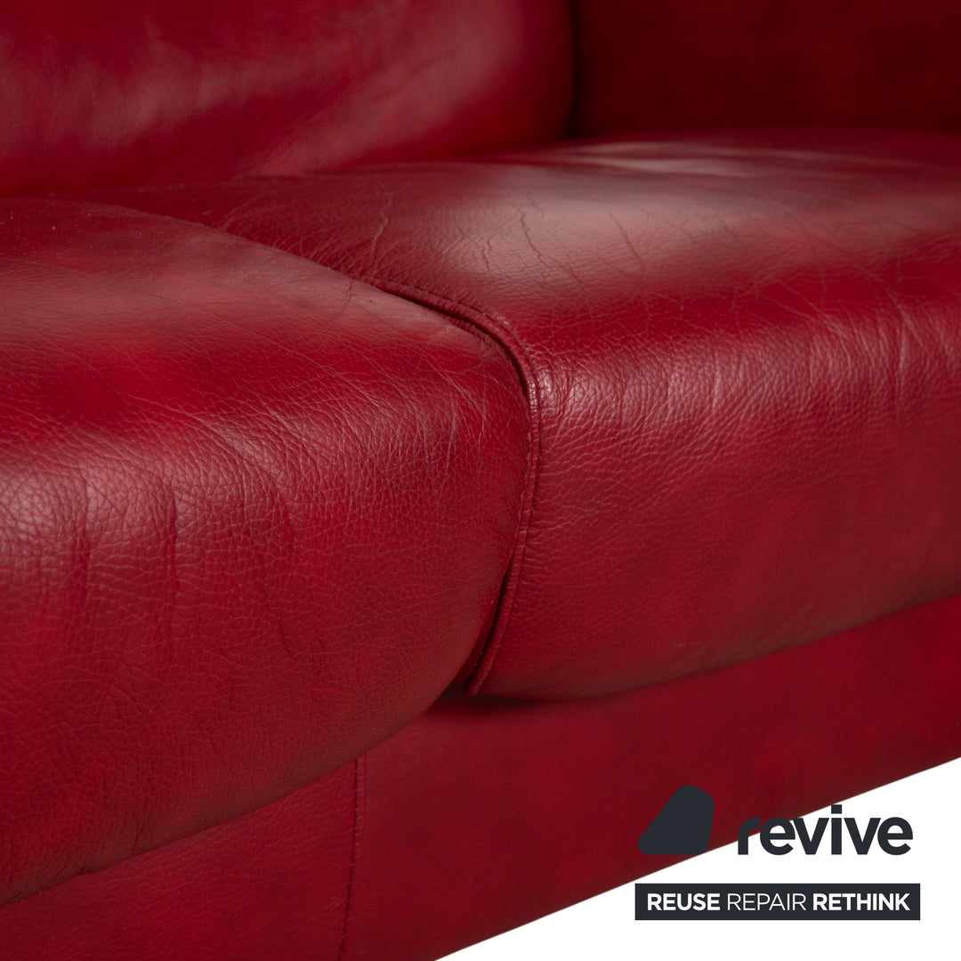 Canapé quatre places Stressless Arion, pouf, double pouf, rouge, fonction manuelle, compartiment de rangement