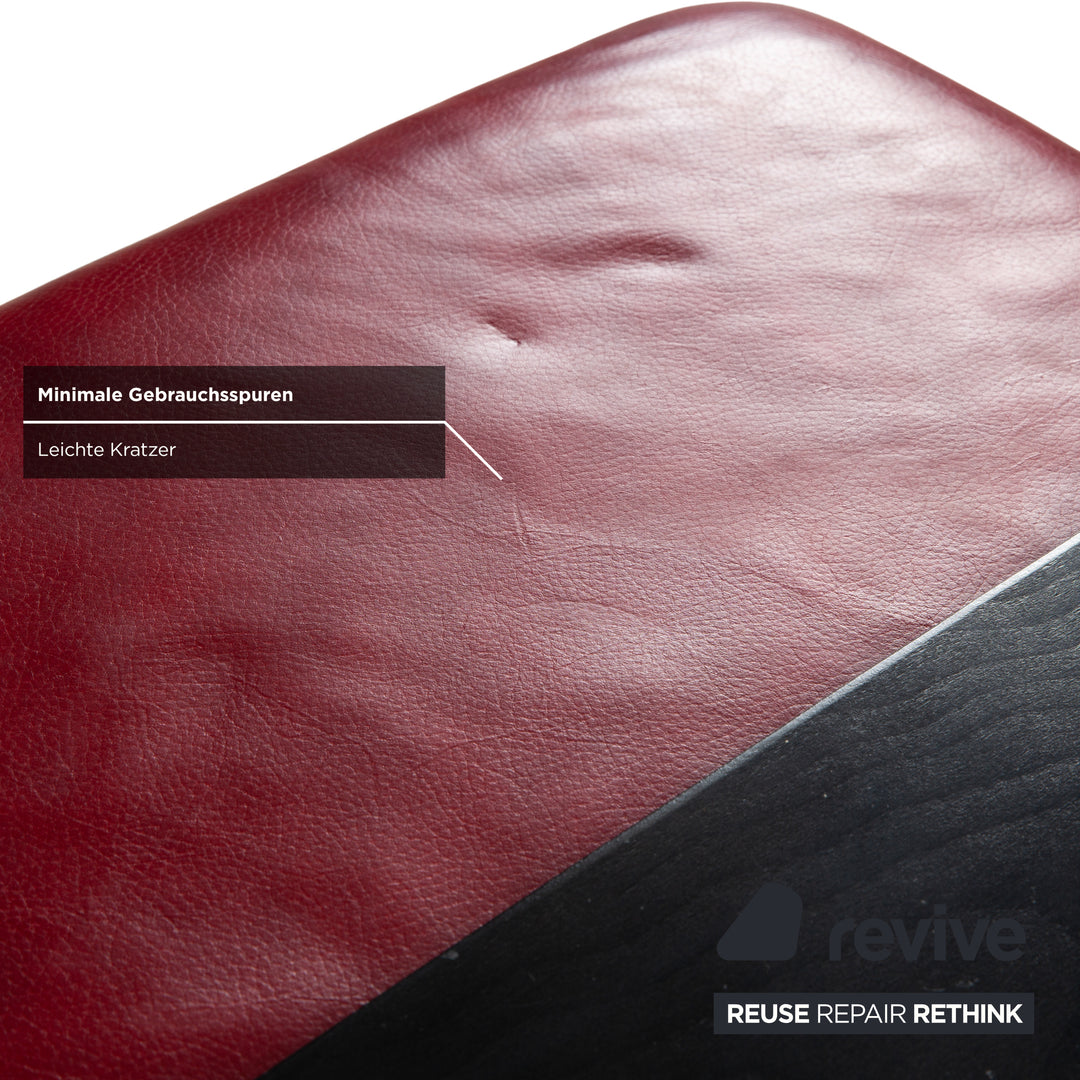 Canapé quatre places Stressless Arion, pouf, double pouf, rouge, fonction manuelle, compartiment de rangement