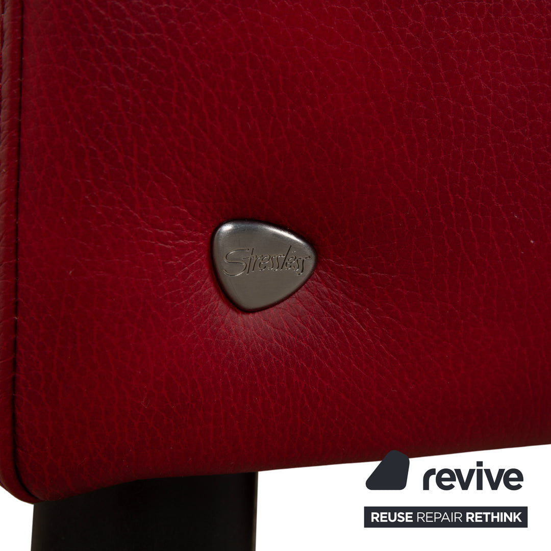 Canapé quatre places Stressless Arion, pouf, double pouf, rouge, fonction manuelle, compartiment de rangement