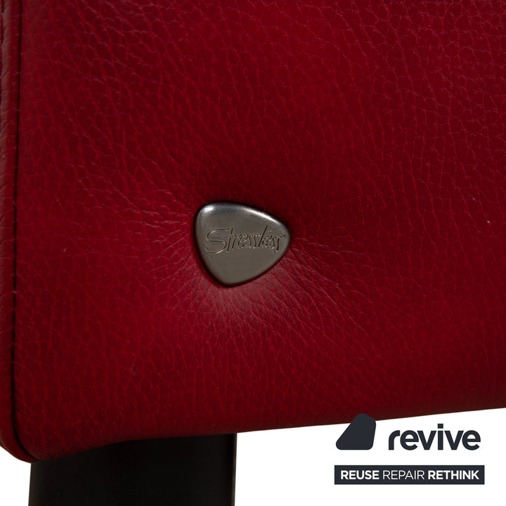 Canapé quatre places Stressless Arion, pouf, double pouf, rouge, fonction manuelle, compartiment de rangement