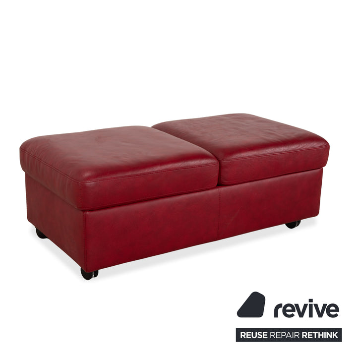 Canapé quatre places Stressless Arion, pouf, double pouf, rouge, fonction manuelle, compartiment de rangement
