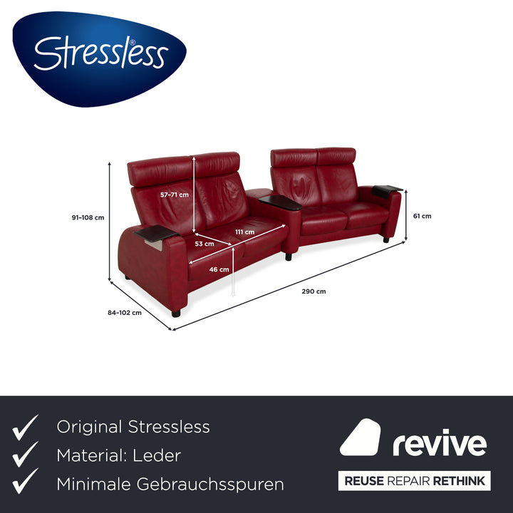 Stressless Arion Viersitzer Sofa Rot manuelle Funktion