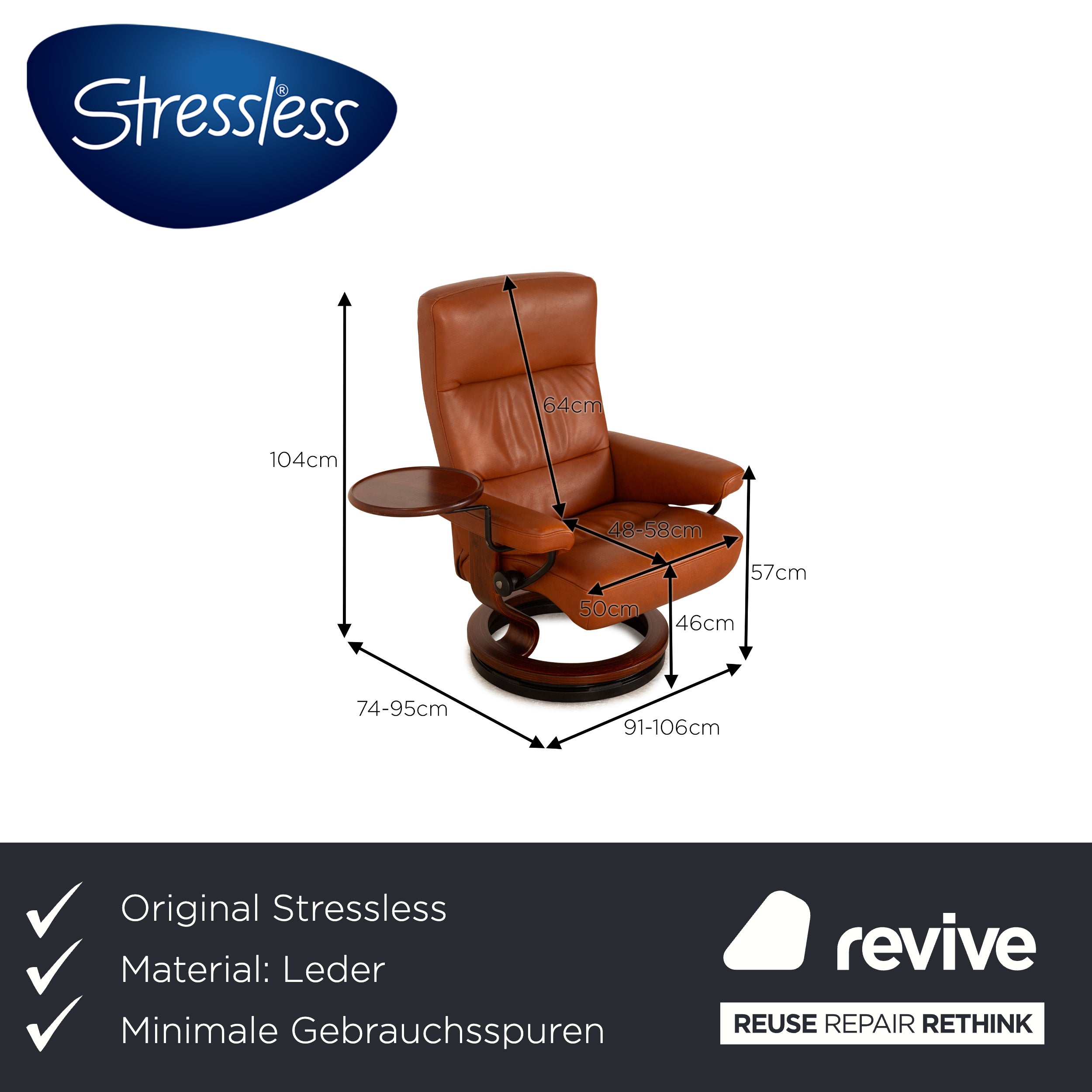Stressless Sessel Atlantic Braun Leder 2. Hand Revive
