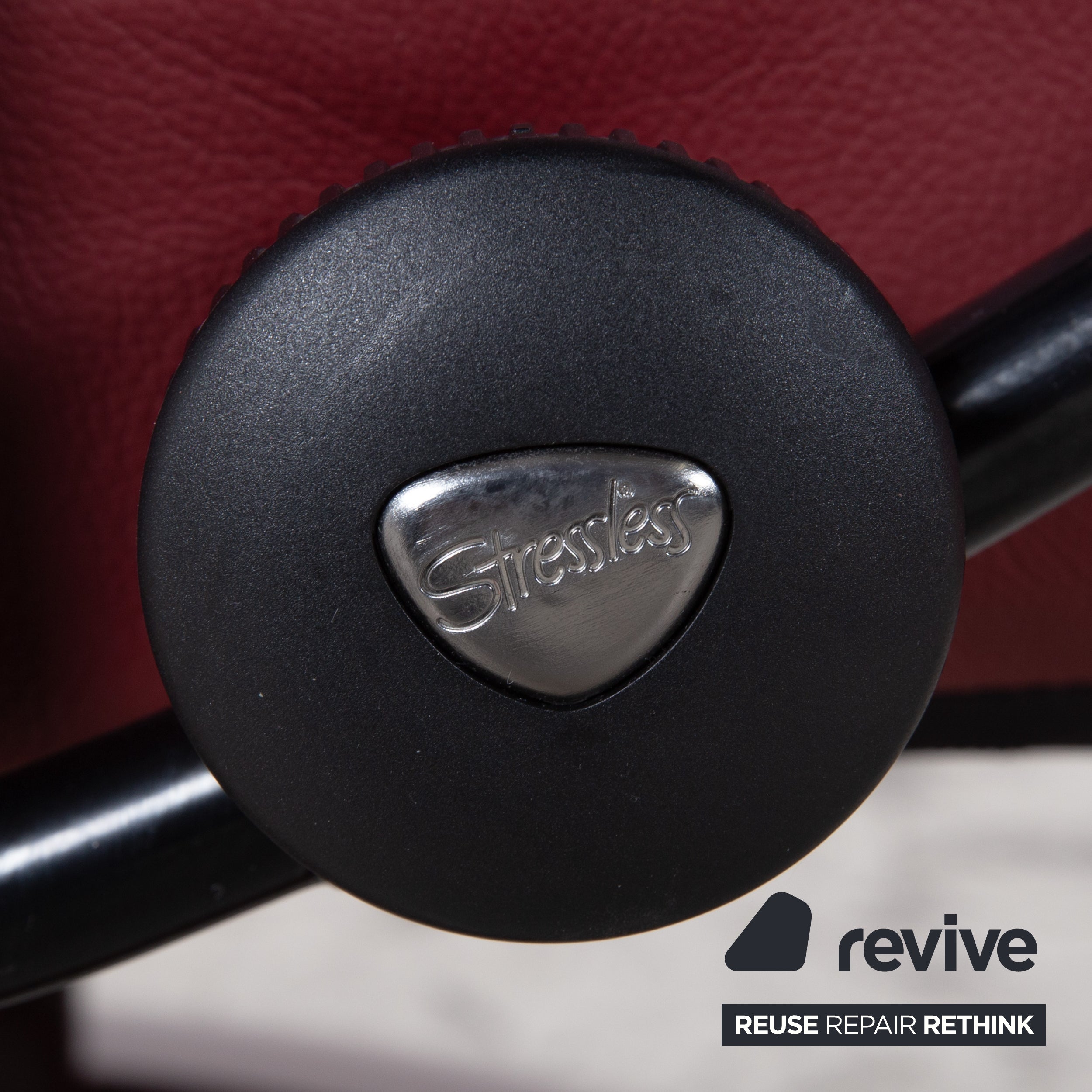 Stressless Atlantic Leather Armchair with Ottoman Red Genuine Leather Chair Recline Function