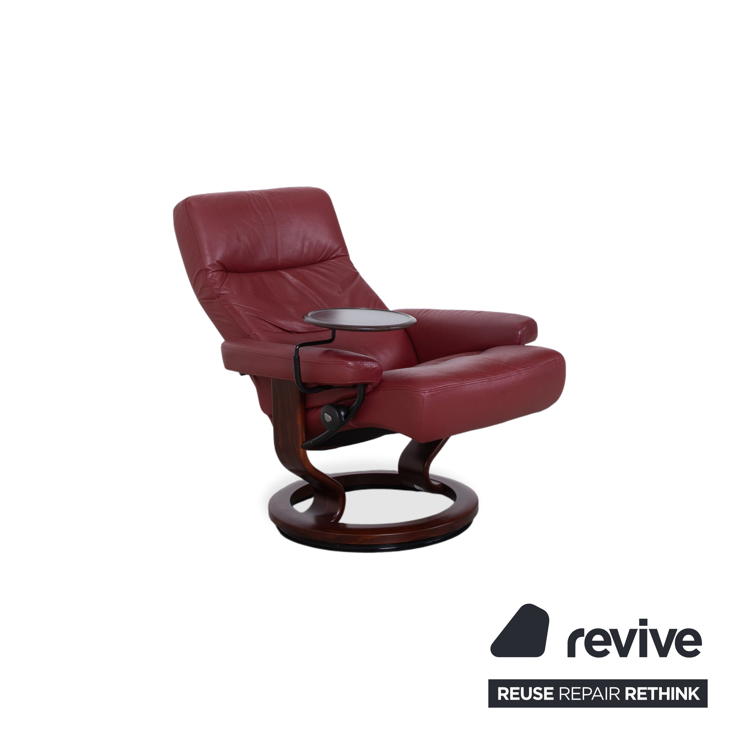 Stressless Atlantic Leder Sessel mit Hocker Rot Echtleder Stuhl Relax Funktion und Ablage
