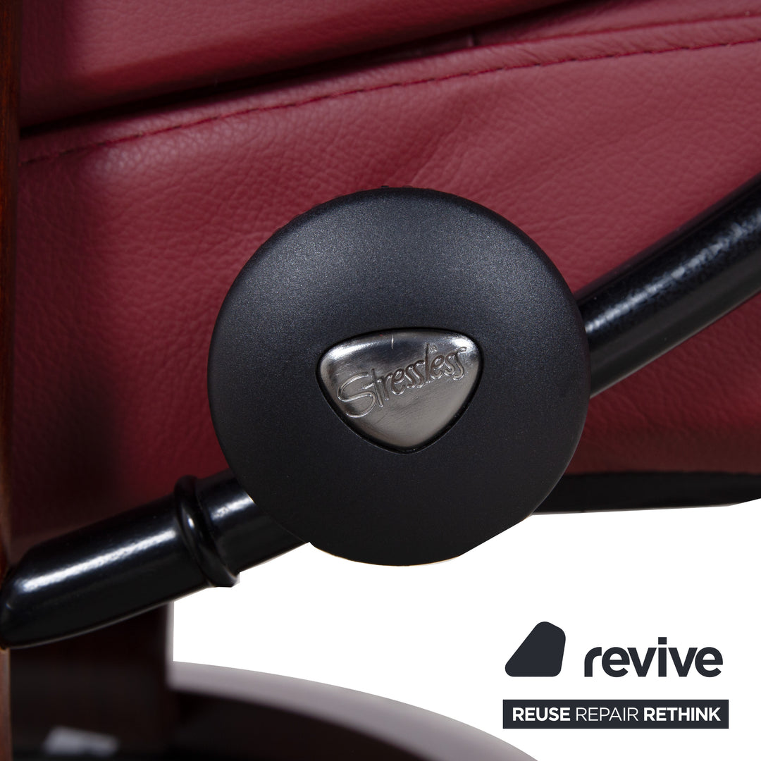 Stressless Atlantic Leder Sessel mit Hocker Rot Echtleder Stuhl Relax Funktion und Ablage