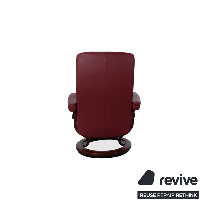Stressless Atlantic Leder Sessel mit Hocker Rot Echtleder Stuhl Relax Funktion