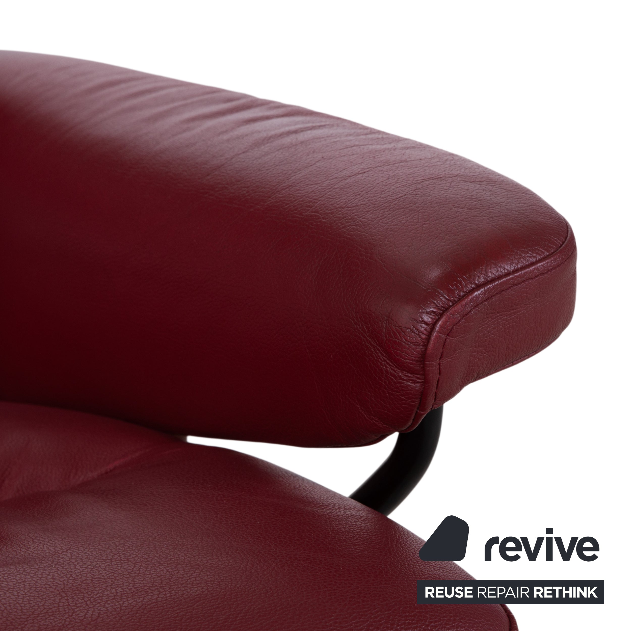 Stressless Atlantic Leather Armchair with Ottoman Red Genuine Leather Chair Recline Function
