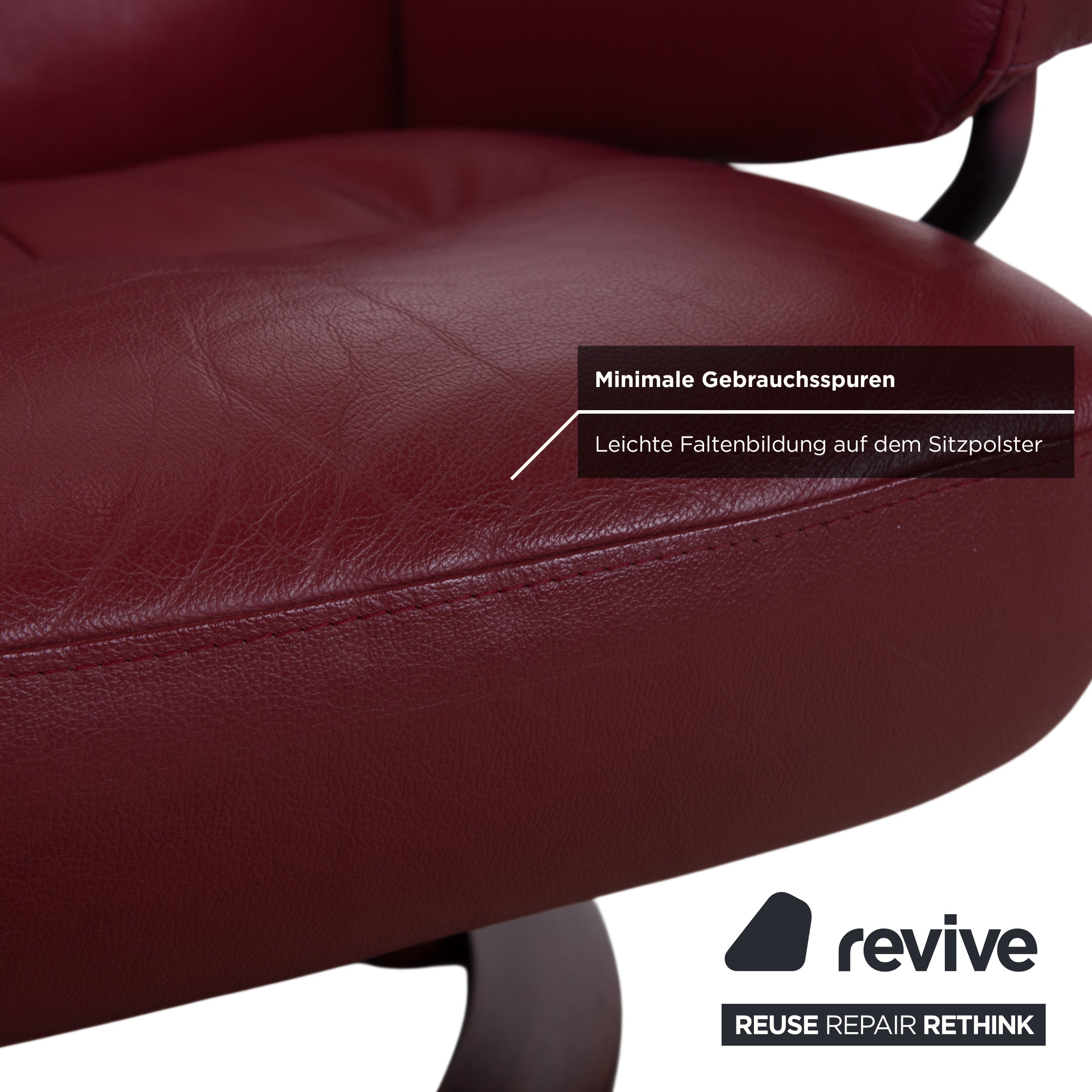 Stressless Atlantic Leder Sessel mit Hocker Rot Echtleder Stuhl Relax Funktion und Ablage