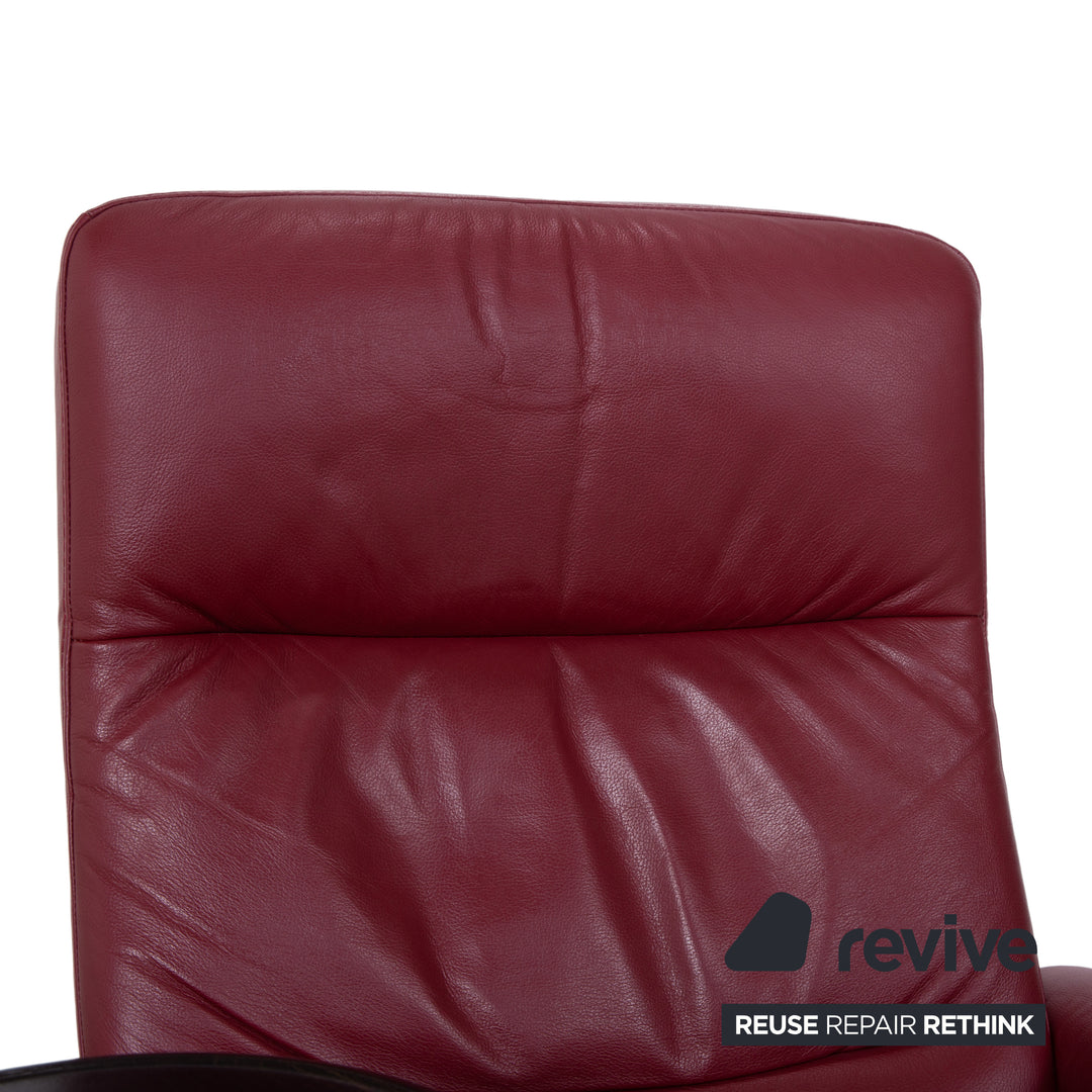 Stressless Atlantic Leder Sessel mit Hocker Rot Echtleder Stuhl Relax Funktion und Ablage