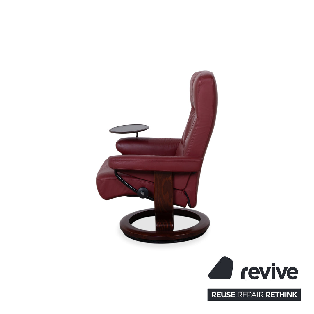 Stressless Atlantic Leder Sessel mit Hocker Rot Echtleder Stuhl Relax Funktion und Ablage