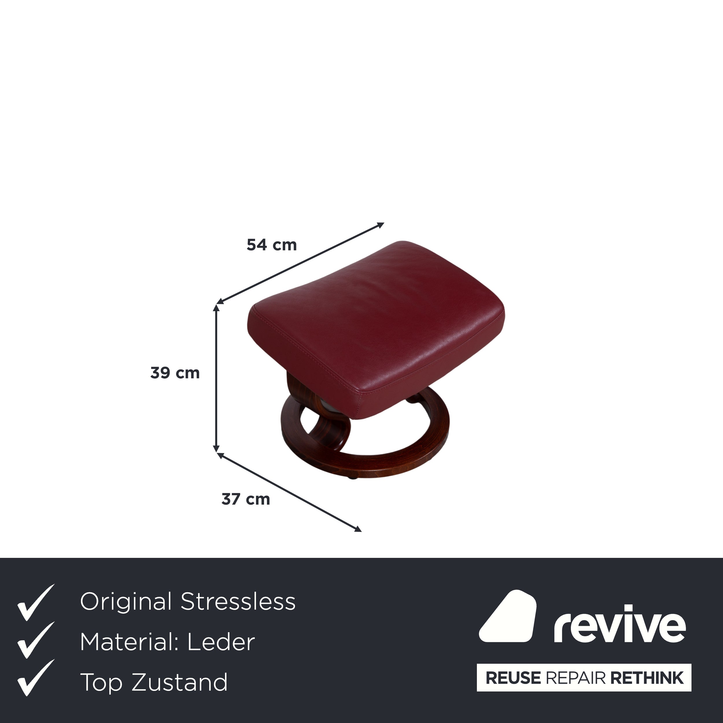 Stressless Atlantic Leder Sessel mit Hocker Rot Echtleder Stuhl Relax Funktion und Ablage