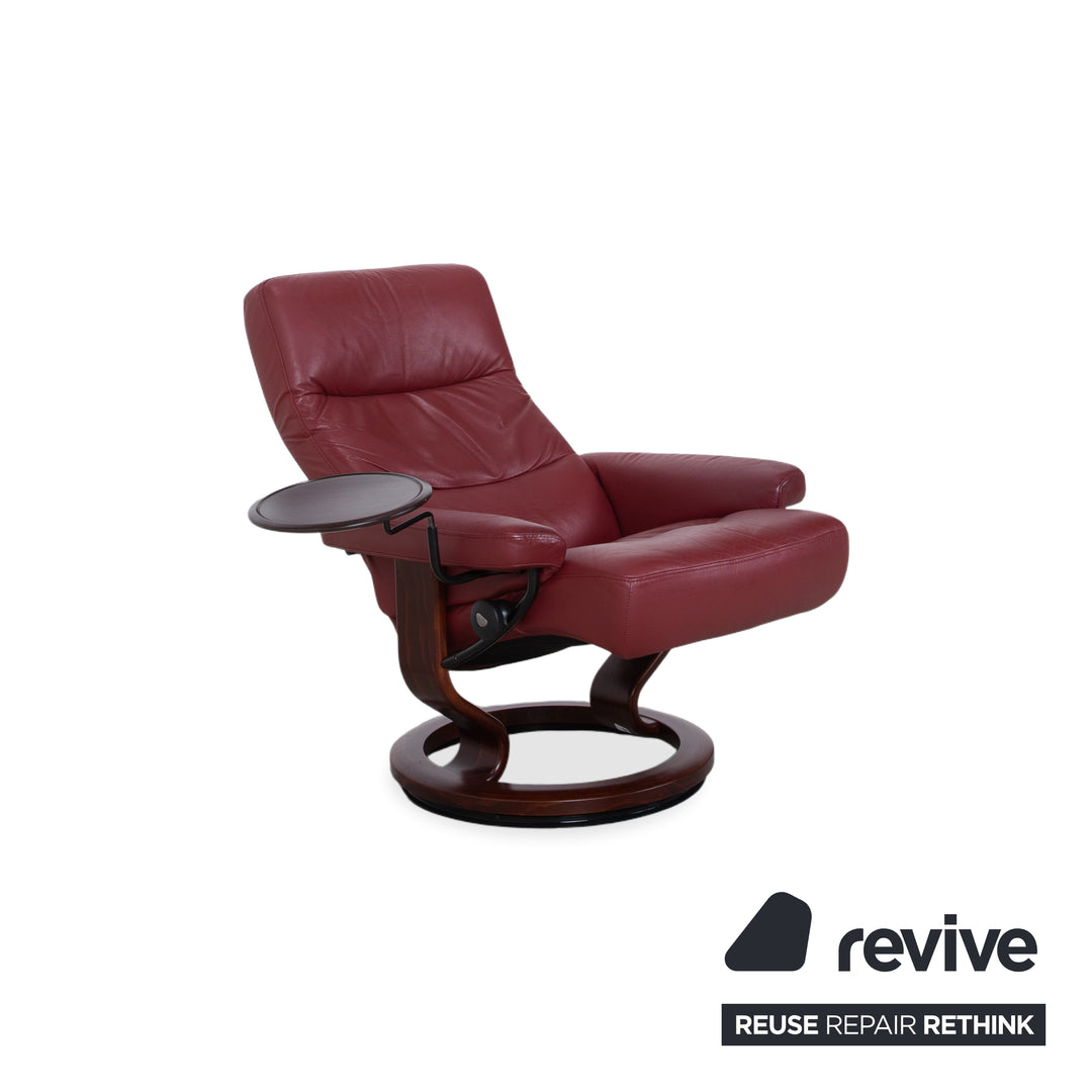 Stressless Atlantic Leder Sessel mit Hocker Rot Echtleder Stuhl Relax Funktion und Ablage