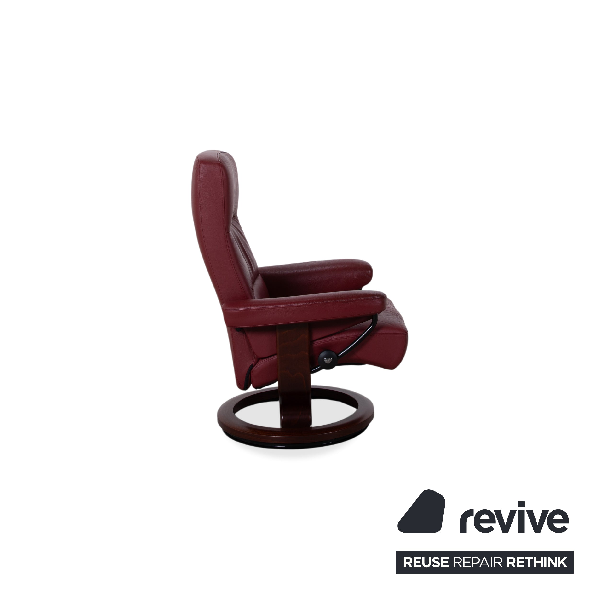 Stressless Atlantic Leather Armchair with Ottoman Red Genuine Leather Chair Recline Function