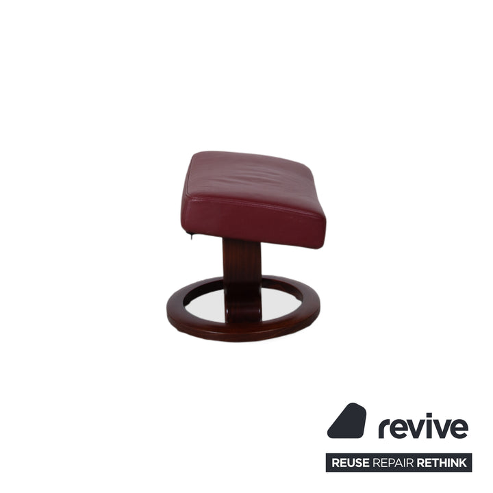 Stressless Atlantic Leder Sessel mit Hocker Rot Echtleder Stuhl Relax Funktion und Ablage
