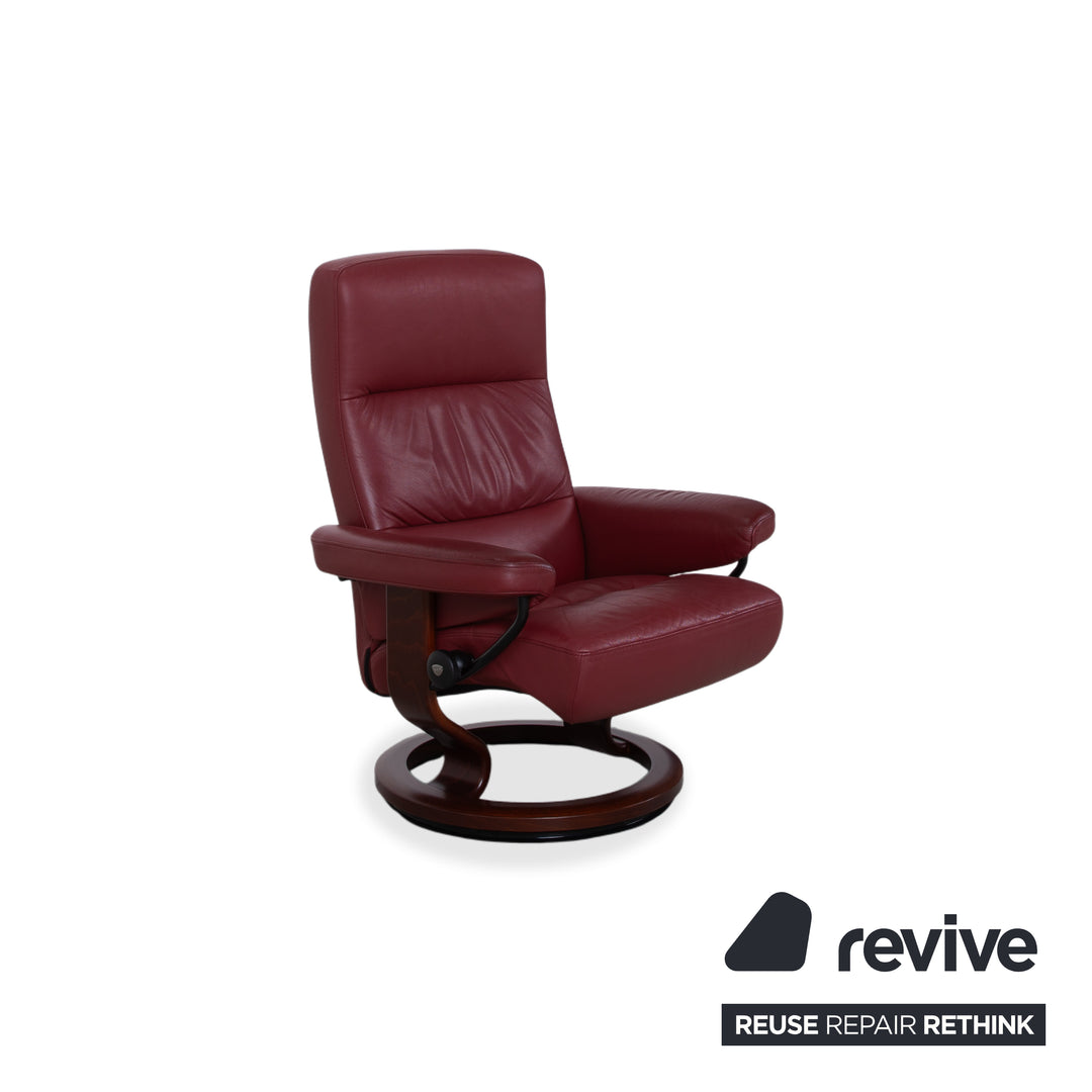 Stressless Atlantic Leder Sessel mit Hocker Rot Echtleder Stuhl Relax Funktion