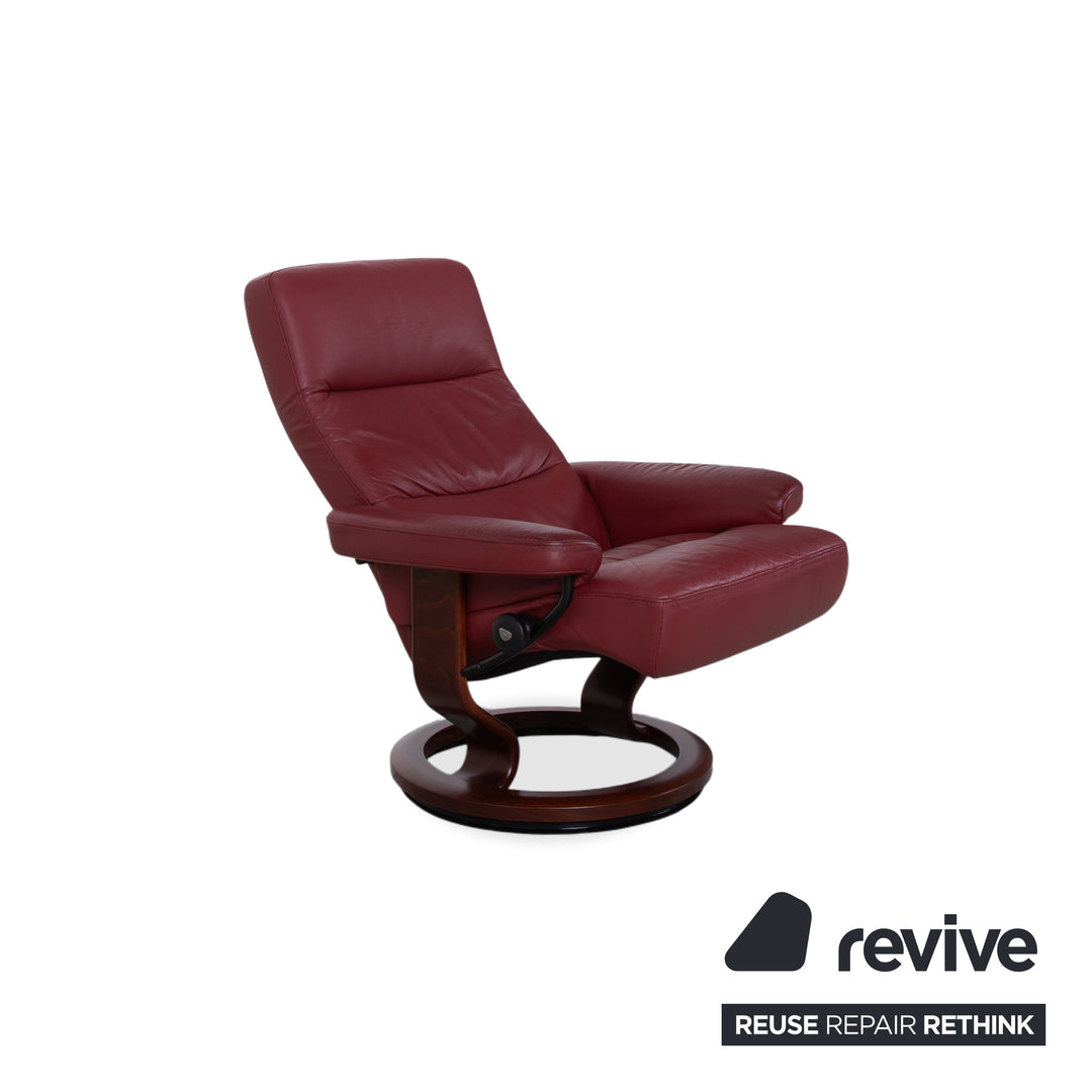Stressless Atlantic Leder Sessel mit Hocker Rot Echtleder Stuhl Relax Funktion