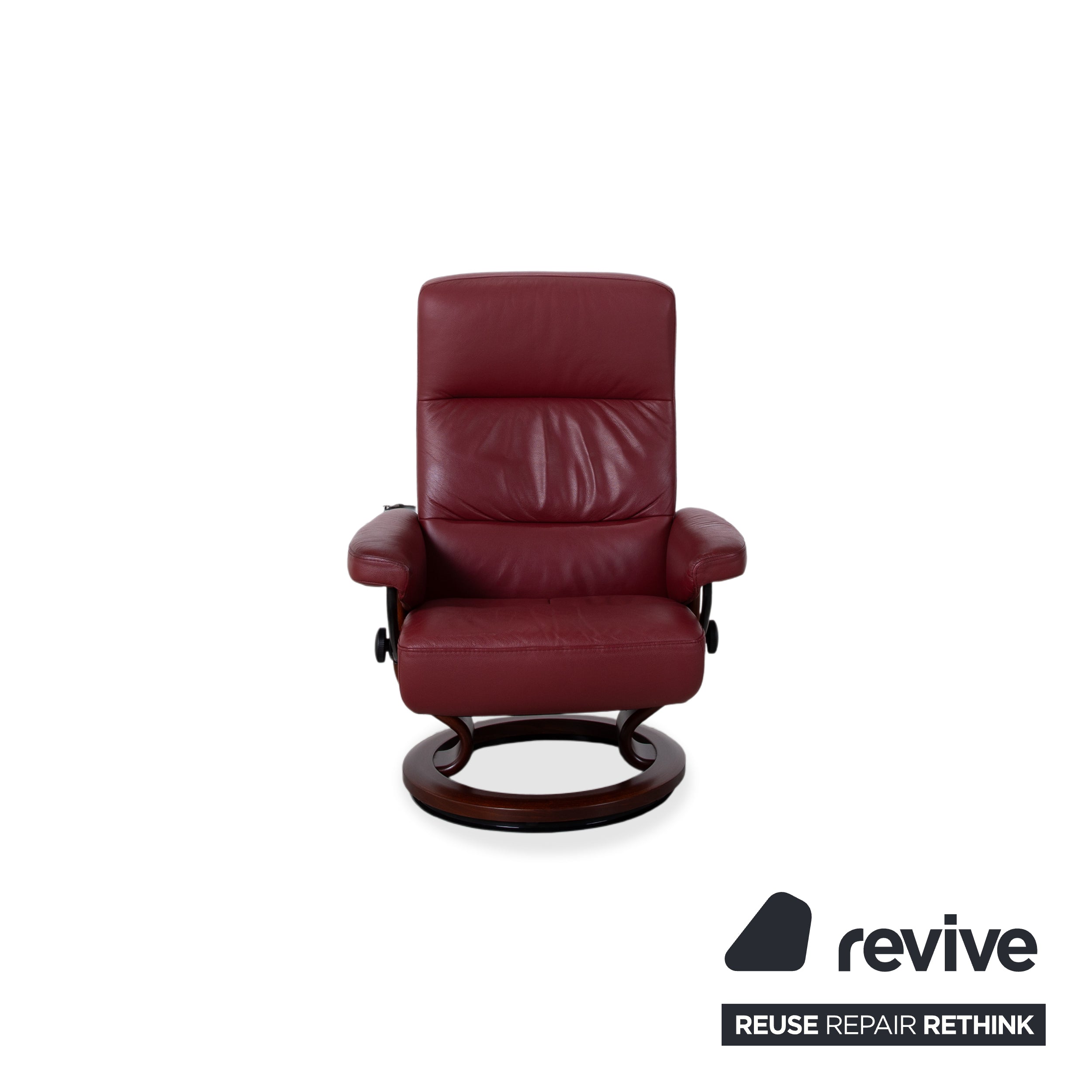 Stressless Atlantic Leather Armchair with Ottoman Red Genuine Leather Chair Recline Function