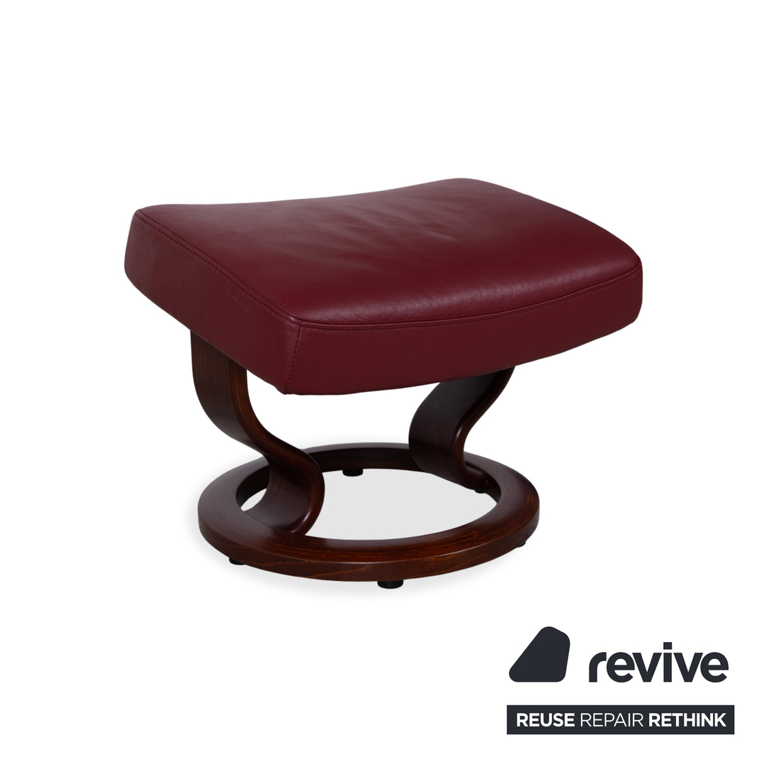 Stressless Atlantic Leder Sessel mit Hocker Rot Echtleder Stuhl Relax Funktion und Ablage
