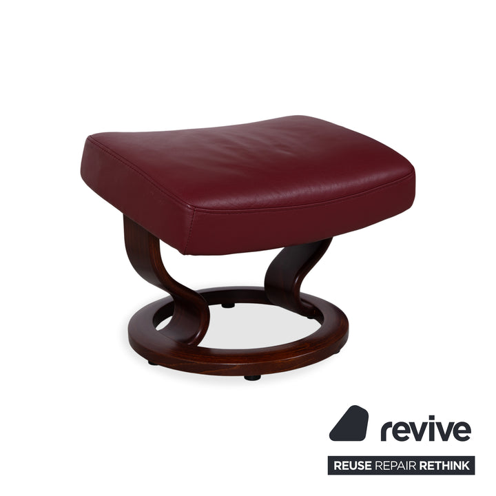Stressless Atlantic Leder Sessel mit Hocker Rot Echtleder Stuhl Relax Funktion und Ablage