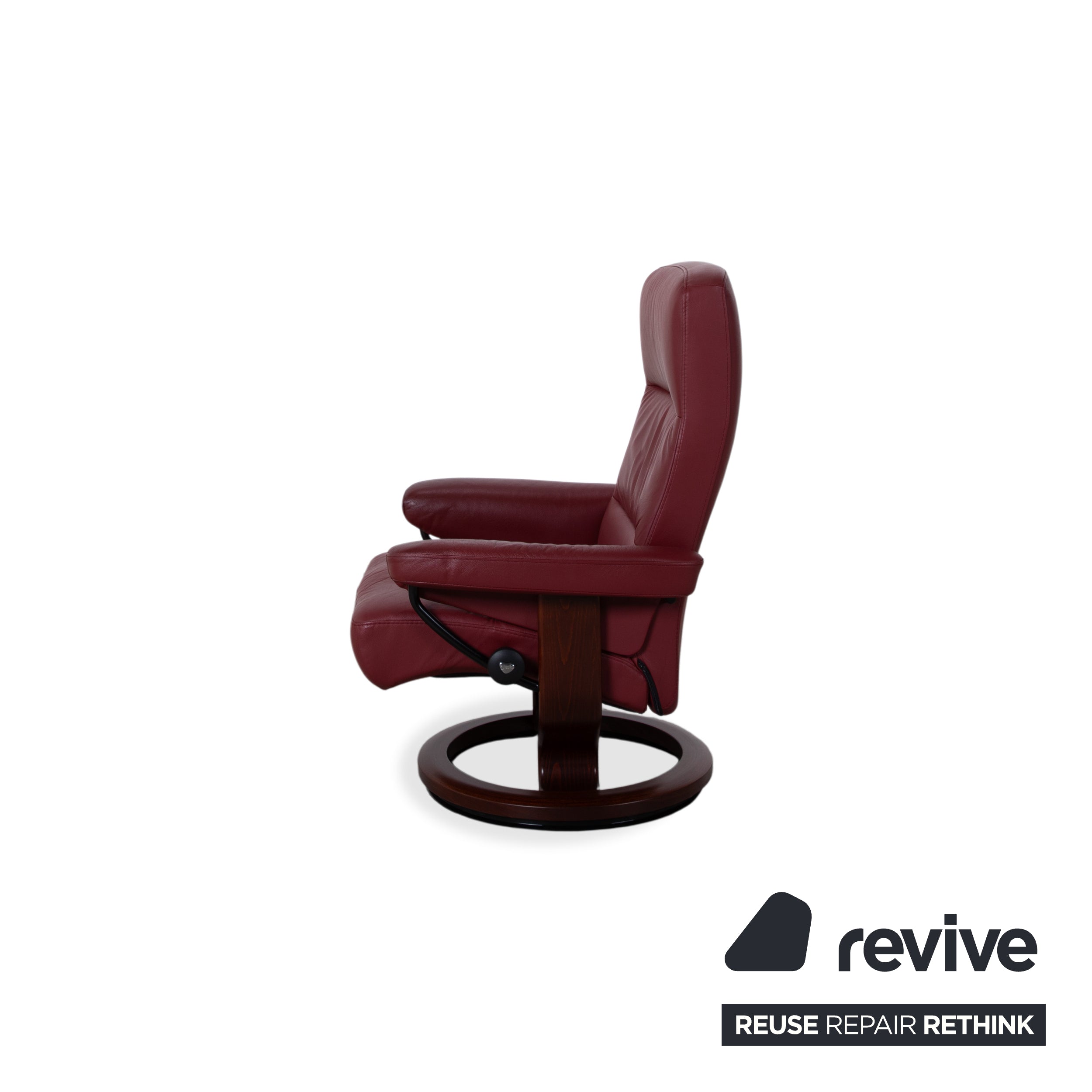 Stressless Atlantic Leather Armchair with Ottoman Red Genuine Leather Chair Recline Function