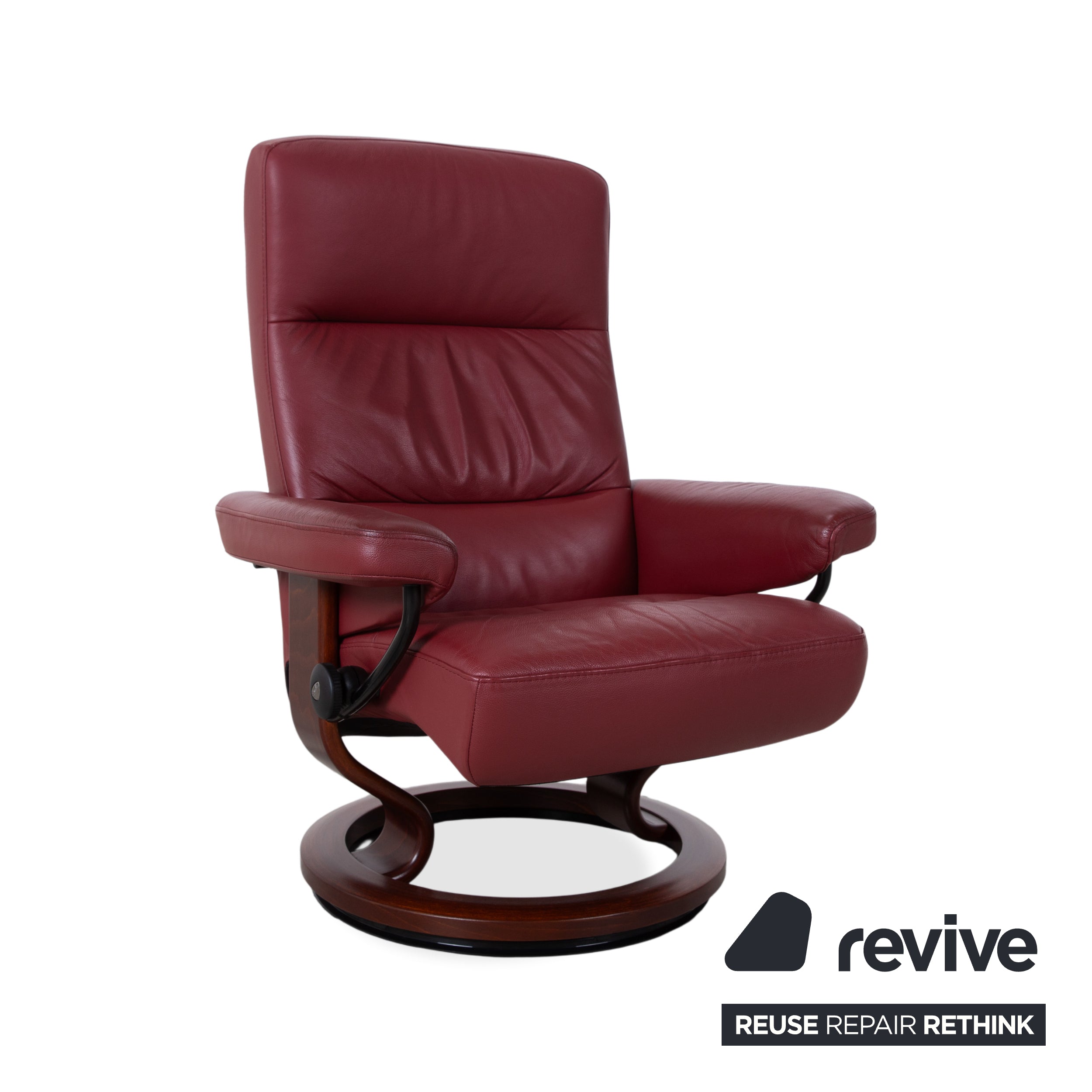 Stressless Atlantic Leather Armchair with Ottoman Red Genuine Leather Chair Recline Function