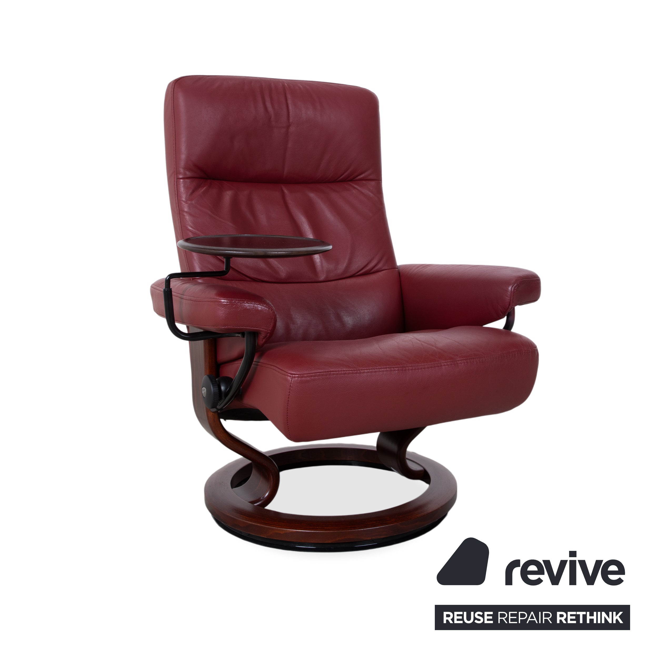 Stressless Atlantic Leder Sessel mit Hocker Rot Echtleder Stuhl Relax Funktion und Ablage