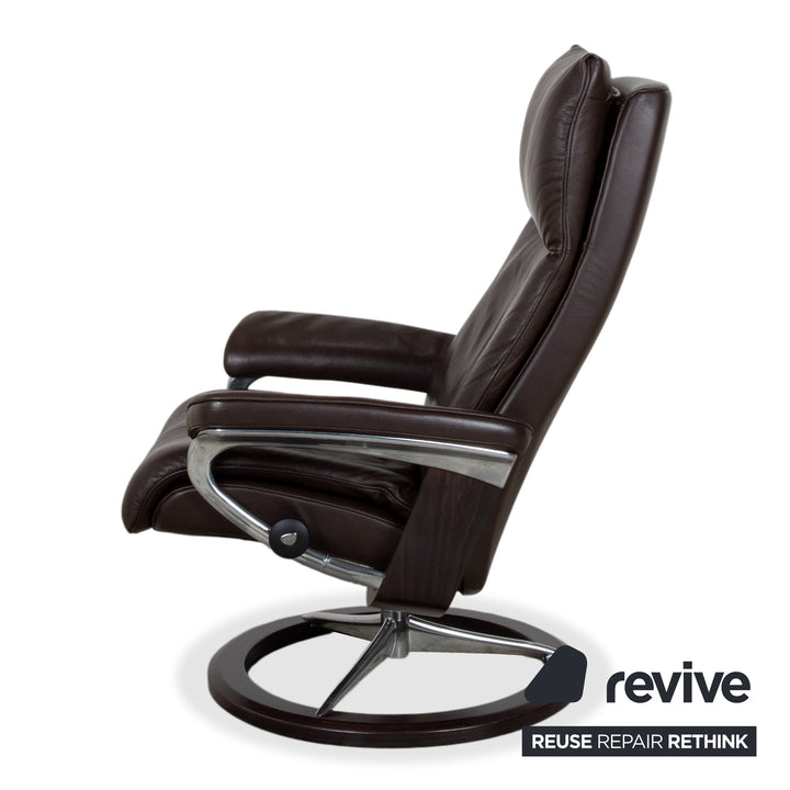 Stressless Aura Leder Sessel Braun Mokka manuelle Funktion Relaxfunktion inkl. Hocker