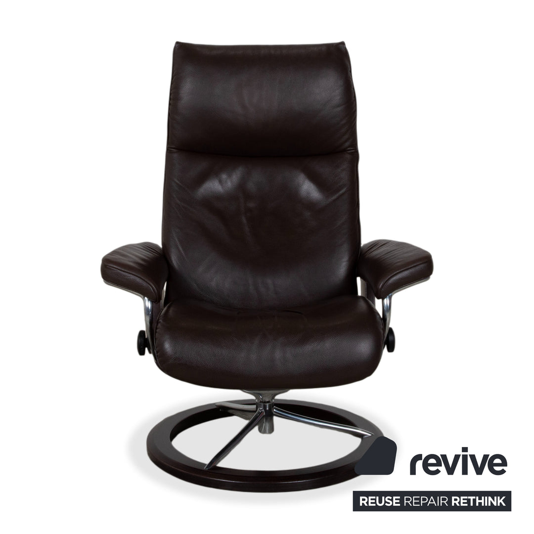 Stressless Aura Leder Sessel Braun Mokka manuelle Funktion Relaxfunktion inkl. Hocker