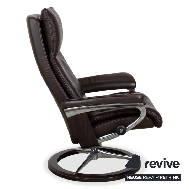 Stressless Aura Leder Sessel Braun Mokka manuelle Funktion Relaxfunktion inkl. Hocker