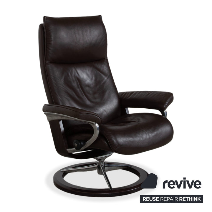 Stressless Aura Leder Sessel Braun Mokka manuelle Funktion Relaxfunktion inkl. Hocker